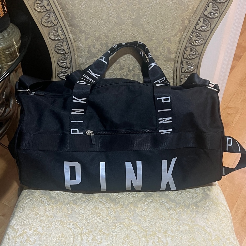 PINK Victoria's Secret Black and White Duffel Bag